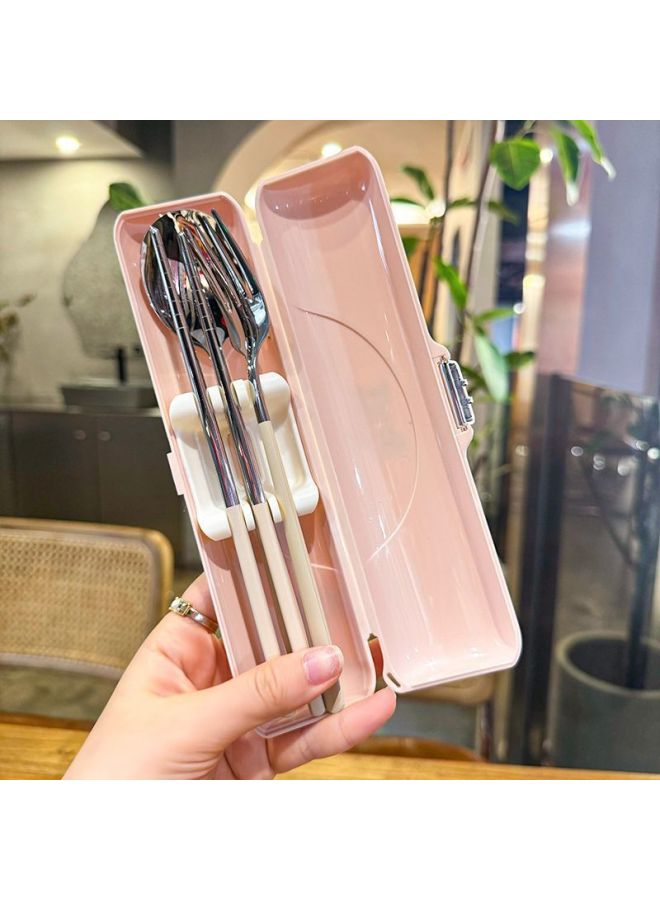 High-value Chopsticks Spoon Suit 304 Stainless Steel Portable Tableware Single Pack Special Box For One Student-Specifications:Default-Color:Green And Silver Three-piece Set + Green Box - Image 4