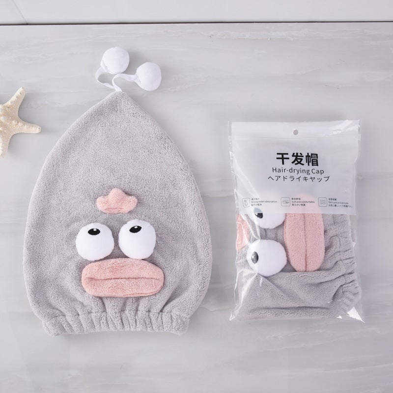 Dry Hair Cap New Moe Chicken Rice White 150D Silicone With Absorbent Coral Fleece Lining - Adorable Cartoon Princess Design Bath Cap for Kids Adults Pets - Image 3