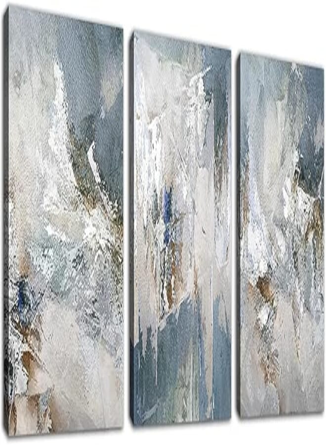 Blue Gray Abstract Wall Art - Modern Abstract Canvas Pictures for Wall Decor Comtemporary Abstract Painting Artwork for Living Room Bedroom Kitchen Office Home Wall Decorations 12" x 16" Set of 3 