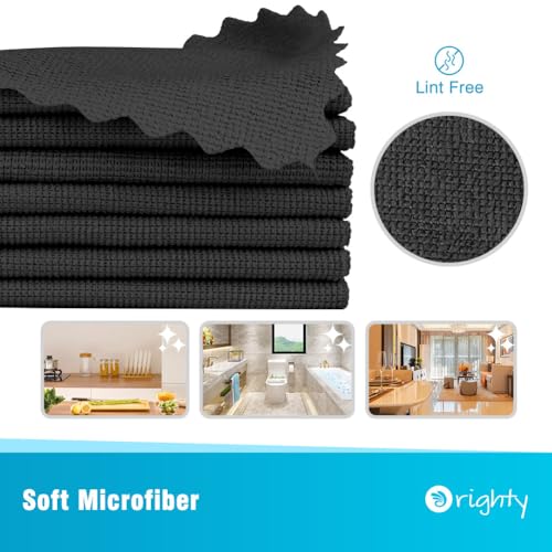 Orighty Black Microfiber Cleaning Cloth 24 Pack Highly Absorbent Cleaning Rags Microfiber Towels for Cars Household Cleaning Supplies Reusable Lint Free Cloths for House Kitchen 12 x12 inch - Image 5