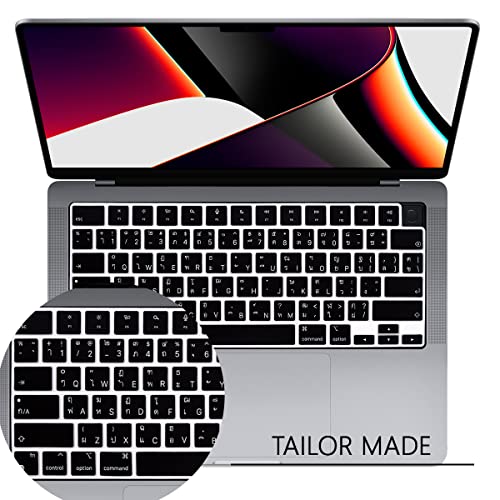 WYGCH Thai Language Keyboard Cover Silicone Protective Skin Keyboard Protector for MacBook 2026 Neo 13"(A18)& Air13.6 15"(M5-M2) & Pro14 16"(M5-M1) A3404 A3448 A3449 with Touch ID US Layout - Image 2