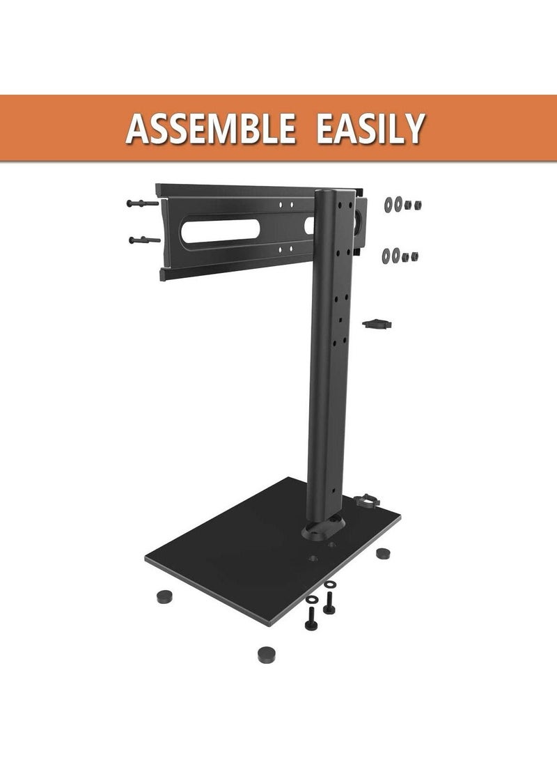 Universal TV Stand/Base Table Top TV Stand with Wall Mount for 27 to 55 inch 9 Level Height Adjustable, Heavy Duty Tempered Glass Base - Image 2