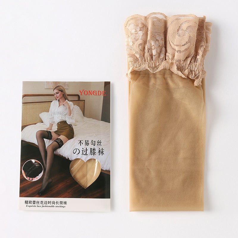 Over-the-knee socks non-slip stockings lace stockings thigh socks womens high stockings factory wholesale Yiwu Pink  - Image 3