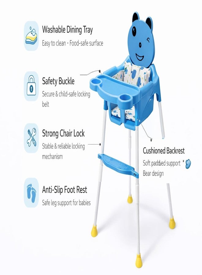 Maanit كرسي طعام للأطفال قابل للتحويل من مانيت مع مسند للقدمين، قابل للتحويل إلى كرسي مرتفع وكرسي منخفض، لإطعام الأطفال (أزرق) - Image 2