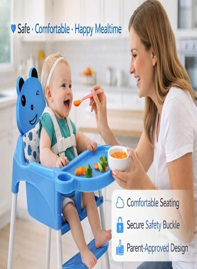 Maanit كرسي طعام للأطفال قابل للتحويل من مانيت مع مسند للقدمين، قابل للتحويل إلى كرسي مرتفع وكرسي منخفض، لإطعام الأطفال (أزرق) - Image 3
