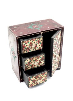 Antique Museum HAND PAINTED WOODEN MINICABINET EMBSSNG 3 DRAWER 11x21.5x23CM-HT771  - Image 1