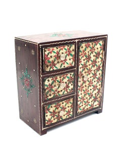 Antique Museum HAND PAINTED WOODEN MINICABINET EMBSSNG 3 DRAWER 11x21.5x23CM-HT771  - Image 2