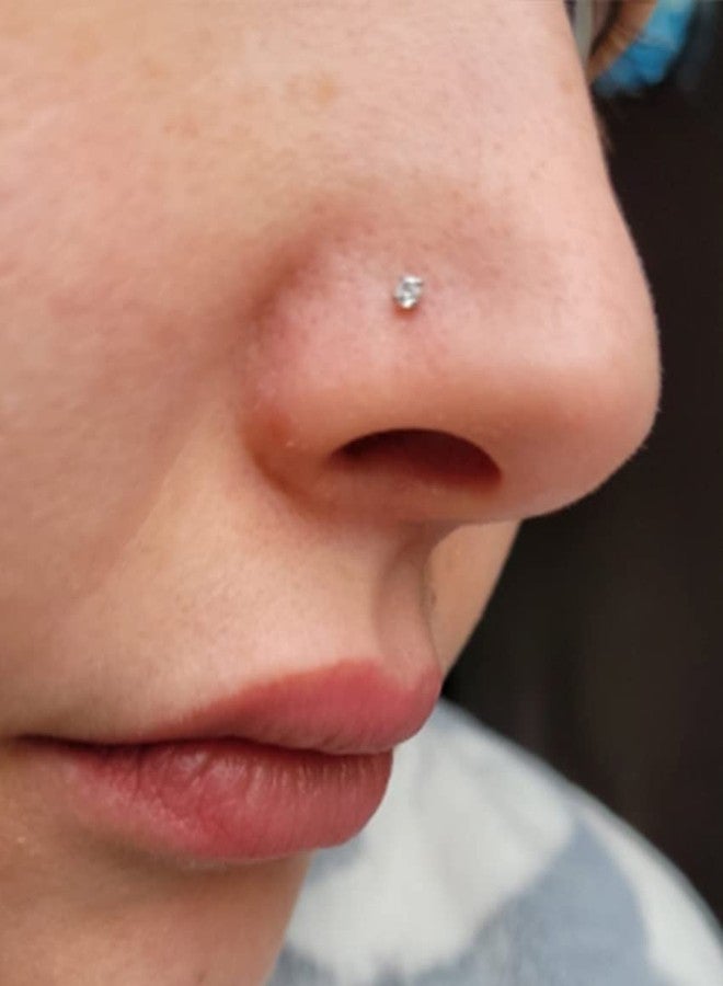 QWALIT 18g & 20g Nose Rings & Hoops - L & C Shape Studs - Surgical Stainless Steel & Silver Nose Piercing Jewelry - Rose Gold & Black - For Women & Men, 8mm, Stainless Steel, stainless-steel - Image 5