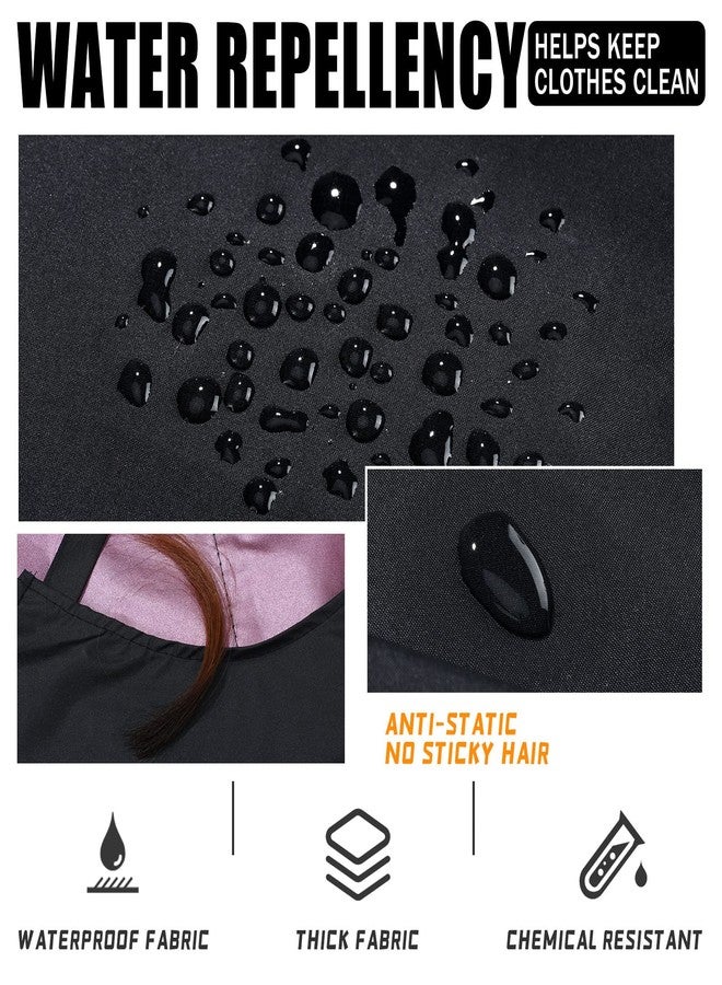 Janmercy 4 Pcs Hair Stylist Apron with 4 Pockets Waterproof Salon Aprons for Hairdresser Cosmetologist Apron(Black) - Image 3