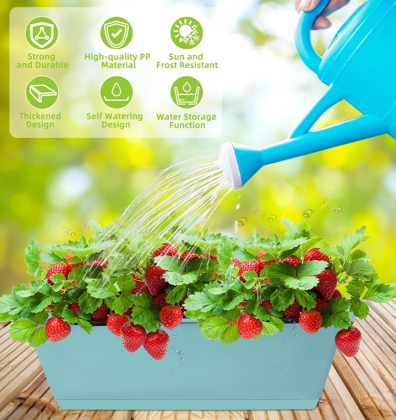 LOCONHA Window Box Planter, 7 Pack Plastic Vegetable Flower Planters Boxes 17 Inches Rectangular Flower Pots with Saucers for Indoor Outdoor Garden, Patio, Home Decor - Image 4