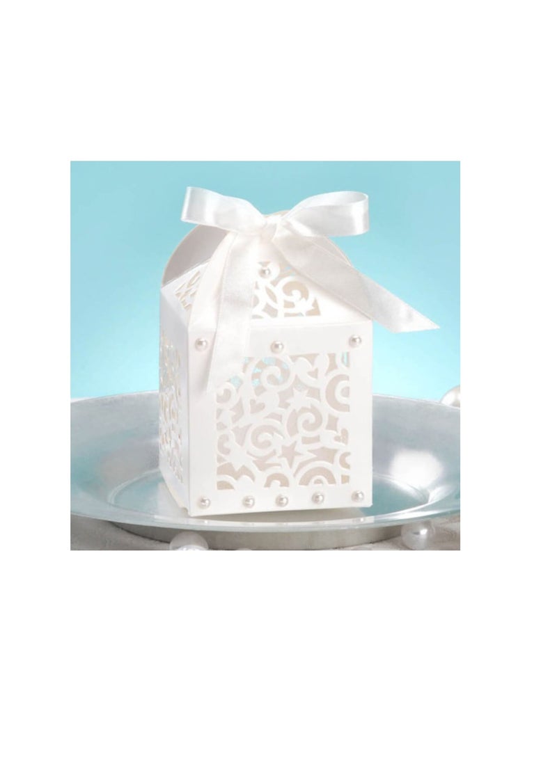 David Tutera Laser Cut Favor Box with Ribbon Tie Cream - Image 2