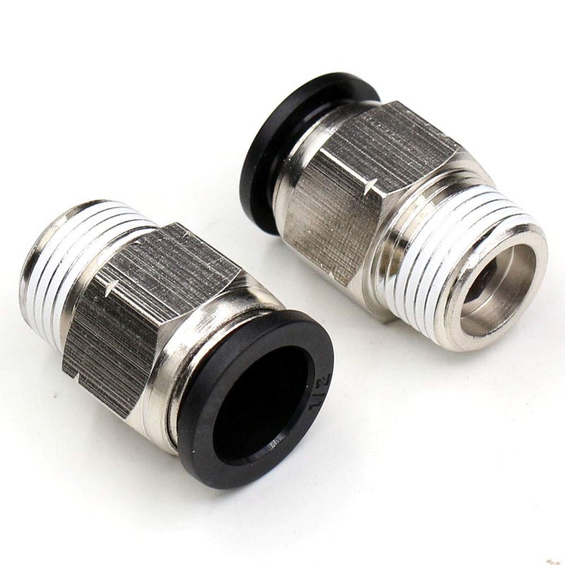 CEKER 1/2" Push to Connect Air Fittings - PC 1/2 Inch Tubing, 3/8" NPT Thread, Quick Connect, 2Pack