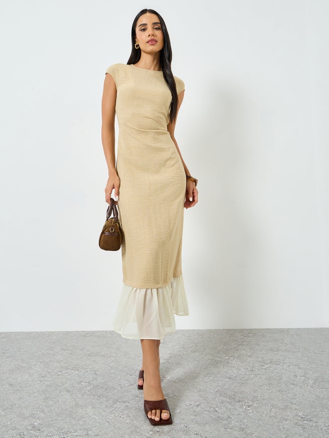 Styli Beige Sleeveless Mermaid Hem Maxi Dress - Image 2