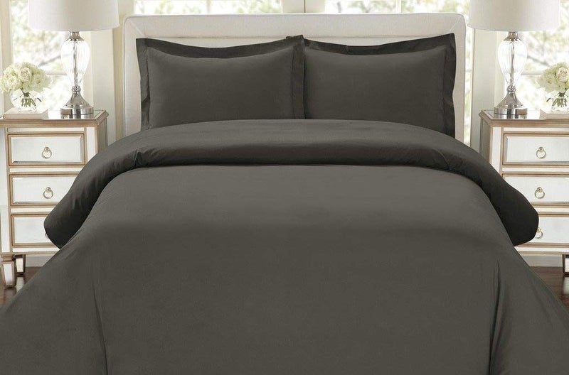 HC Collection Duvet Cover - Grey Queen Size Duvet Cover - 3 Piece Soft Breathable Microfiber Duvet Cover Set with Zipper Closure & 2 Pillow Shams - Image 2
