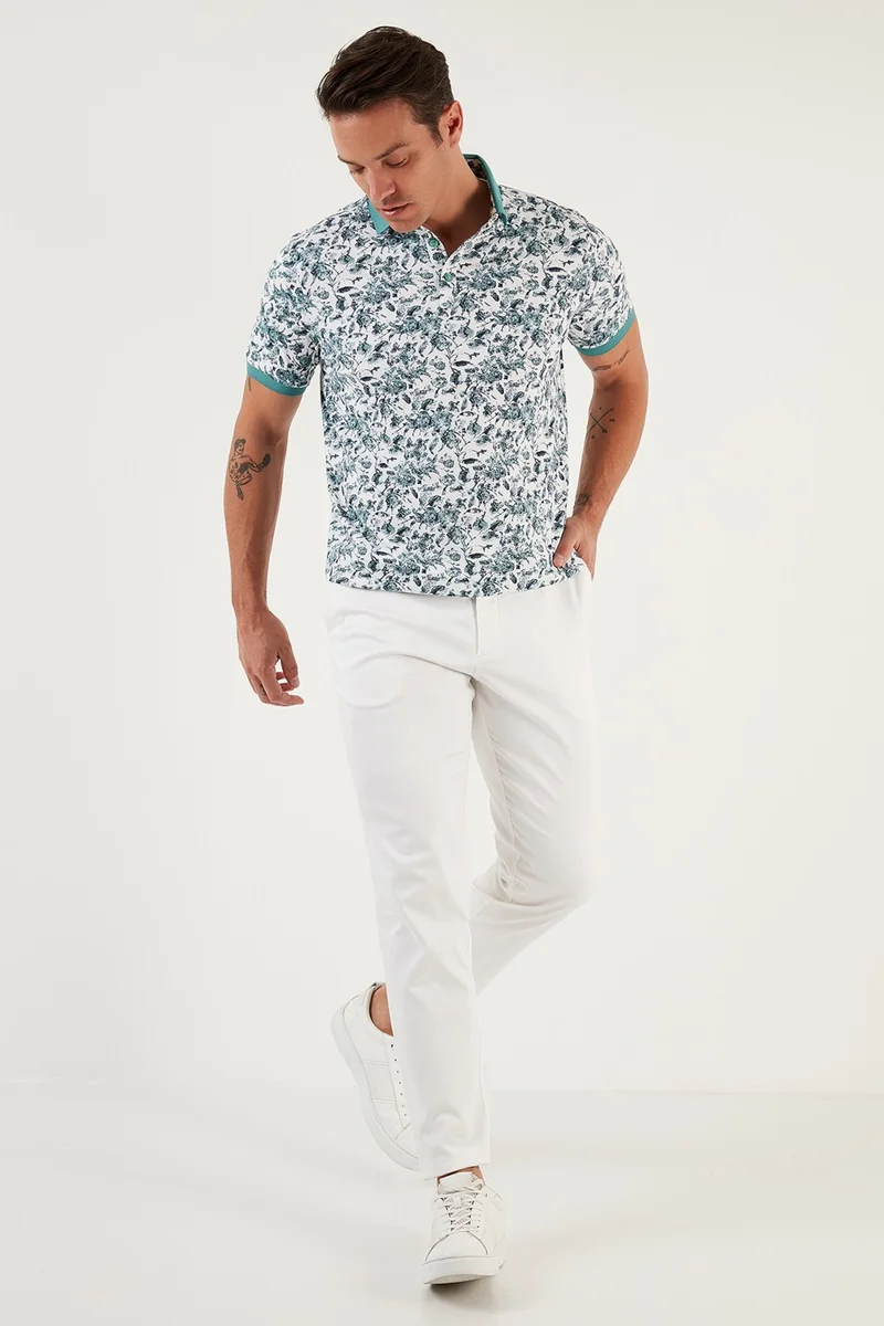 Buratti Patterned Cotton Slim Fit Polo T Shirt Men's Polo T Shirt 646B3550