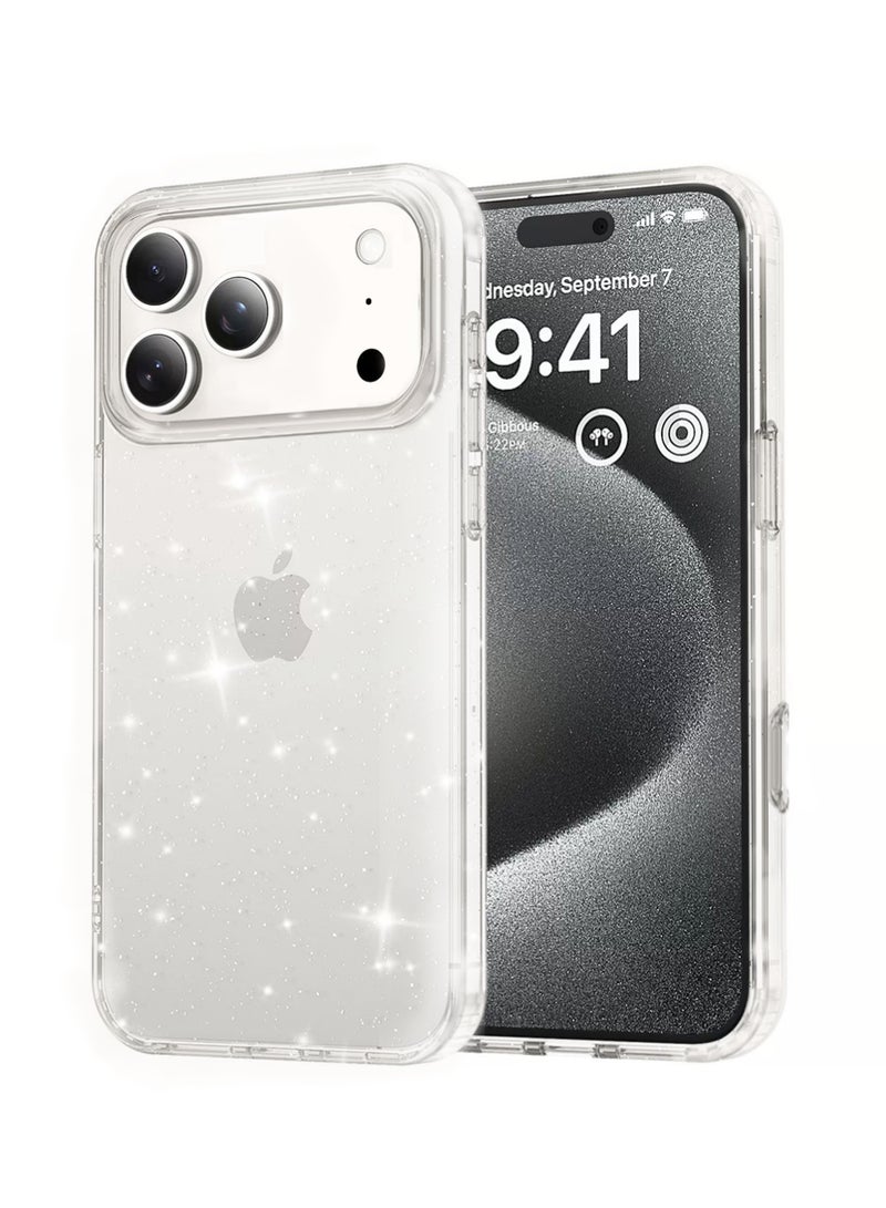 X-level for iPhone 17 Pro Max Case Clear, Anti-Yellowing, Shockproof Protective Transparent Case, Triple-Layer Heavy Duty Protection Phone Case Cover for Apple 17 Pro Max 6.9", Clear Glitter - Image 2