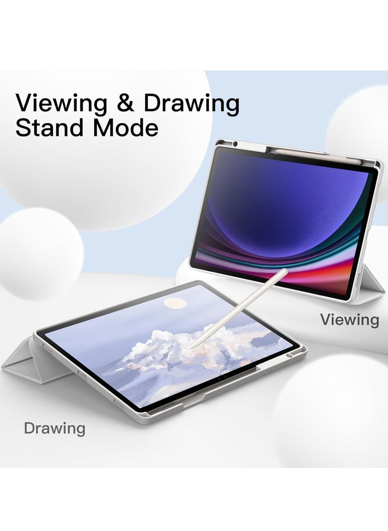 JAJEEK "2024 Case for Samsung Galaxy Tab S10 Plus / Tab S9 Plus 12.4-Inch – Soft TPU Tri-Fold Stand Protective Cover with S Pen Holder, S Pen Charging Support, Auto Wake/Sleep (White)" - Image 5