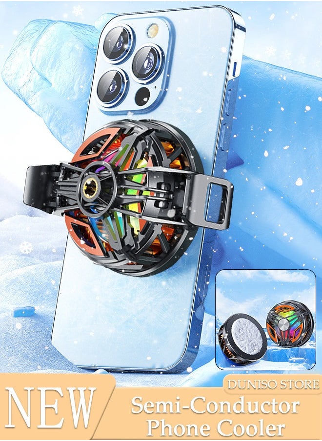 DUNISO Magnetic Semi-Conductor Cooling Chip for Live Streaming and Gaming, Fast Phone Cooling Fan with RGB Lights and Universal Clamp, Fit All Types of iPhone Android Smartphones  - Image 1