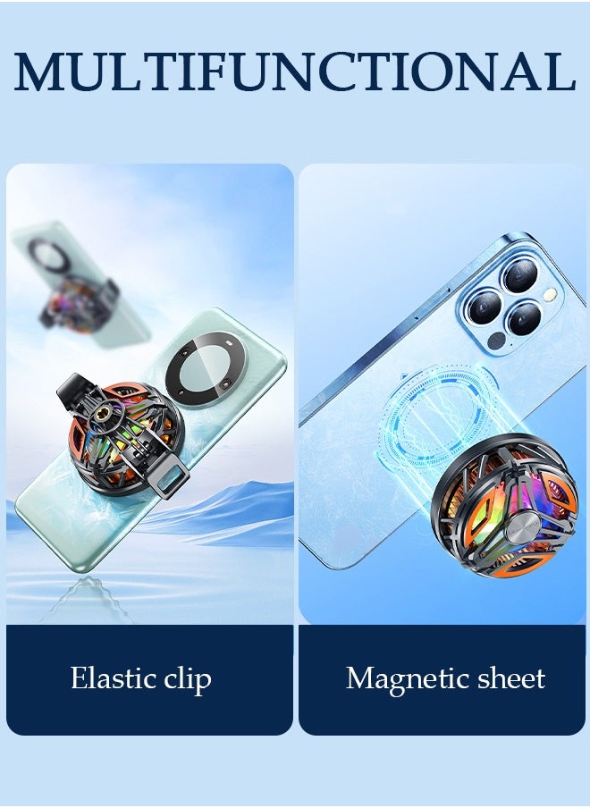 DUNISO Magnetic Semi-Conductor Cooling Chip for Live Streaming and Gaming, Fast Phone Cooling Fan with RGB Lights and Universal Clamp, Fit All Types of iPhone Android Smartphones  - Image 2
