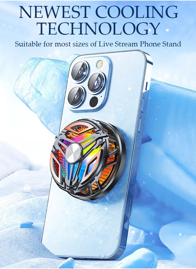 DUNISO Magnetic Semi-Conductor Cooling Chip for Live Streaming and Gaming, Fast Phone Cooling Fan with RGB Lights and Universal Clamp, Fit All Types of iPhone Android Smartphones  - Image 5