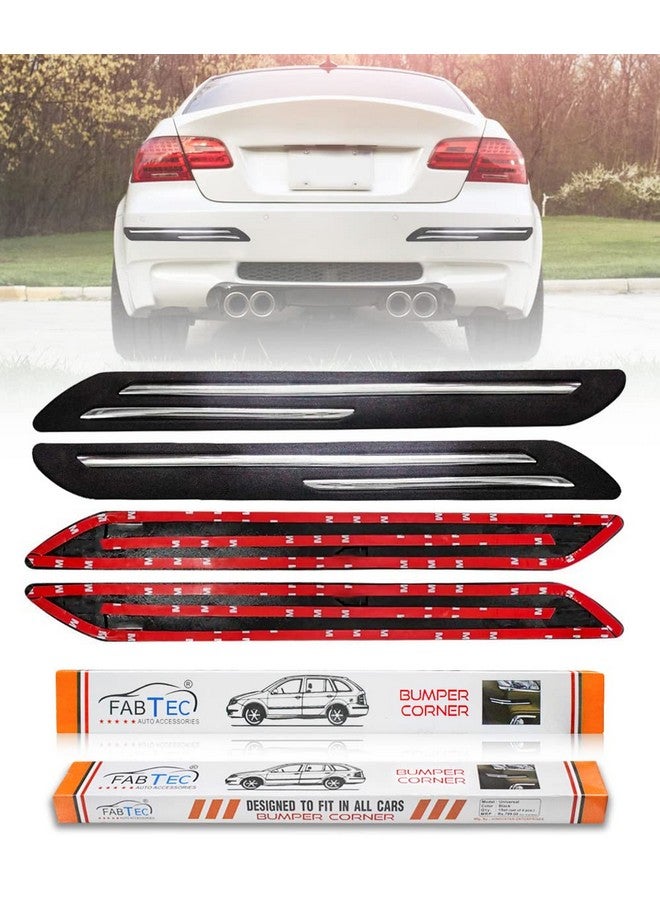 FABTEC Double Chrome Rubber Car Bumper Protector Guard for All Cars 4pcs (Chrome) - Image 1
