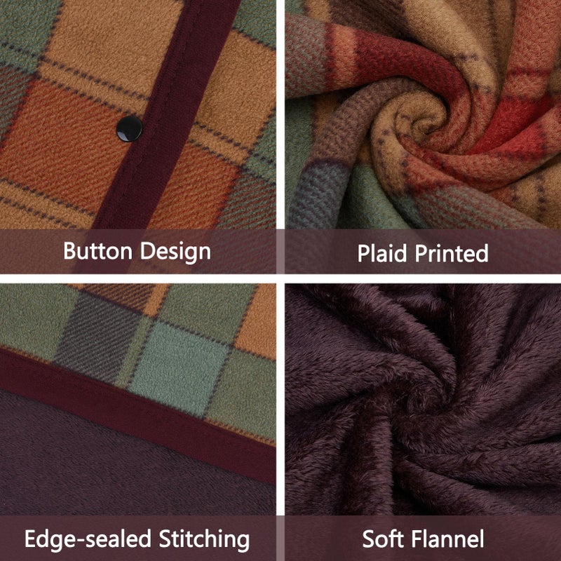 forestfish Wearable Blanket Poncho With Pockets And Buttons, Flannel Shawl Wrap Blanket For Women Soft And Warm - Image 4