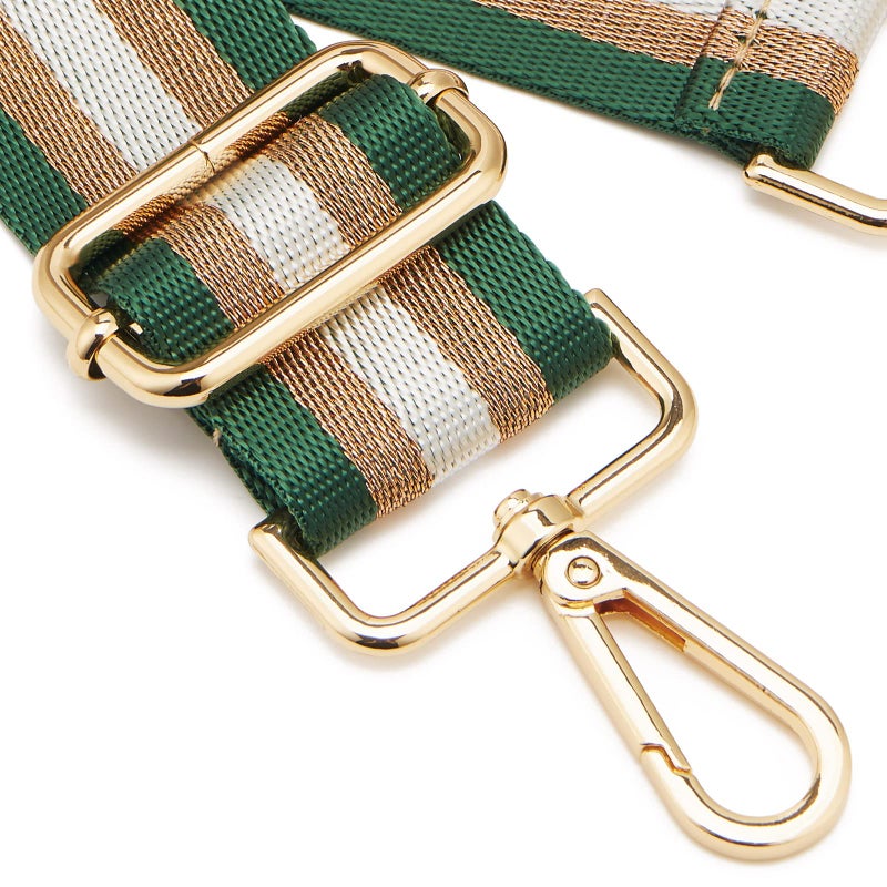 ZOOEASS Wide Shoulder Strap Adjustable Replacement Belt Guitar Style Crossbody Bag Handbag Strap Multicolor Canvas Straps(Wide:1.4In) (Gold Green) - Image 3