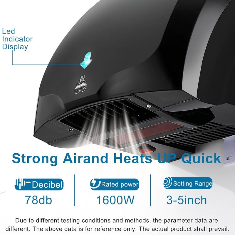 KSITEX Commercial Hand Dryer ABS 689 (Black) - Image 4