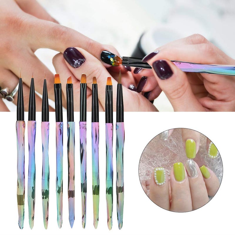 9pcs Gradient Handle Nail Art Brush Set, Portable Nail Painting Pen for DIY Flower Pattern, Soft Nail Drawing Pen with Ergonomic Grip for Home and Salon Use - Image 2
