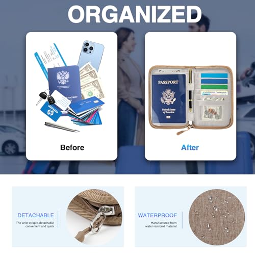 TOPBAG Passport Holder for Travel, Women Rfid Blocking Passport Wallet, Travel Essentials Premium Wallets, Waterproof Passport Holders Bag for Men Traveling, Travel Document Organizer Credit Cards Case - Image 5