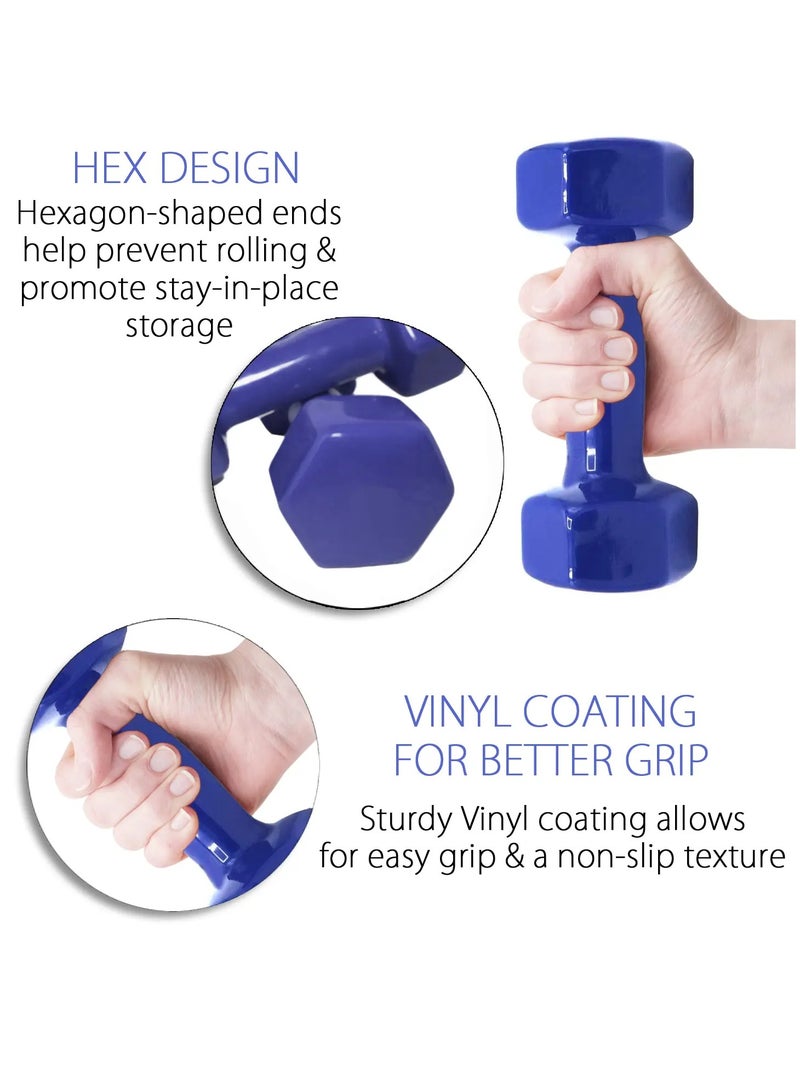 Double Dumbbells Vinyl Hexagon Hand Weights For Muscle Training 4KG, Blue - Image 4