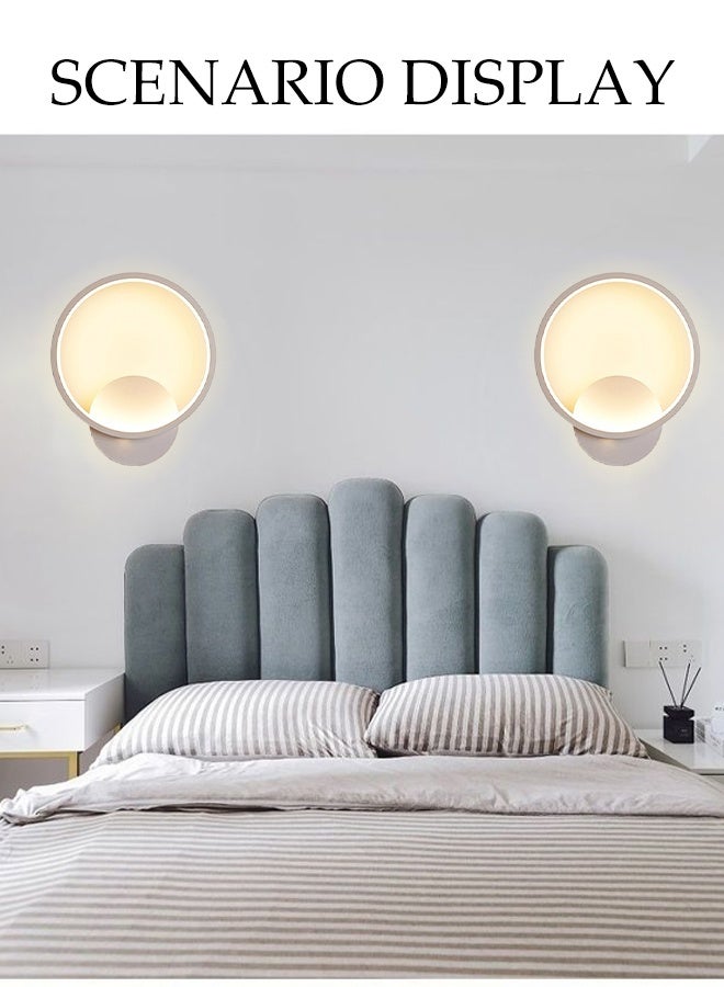 DUNISO Warm Led Wall Lamp, Tv Background Wall Nordic Creative Lamp, Living Room Corridor Bedroom Bedside Lamp, Hanging Lamp Round Decoration, Suitable For Bedroom, Corridor, Living Room, Balcony, Etc. (White) - Image 5