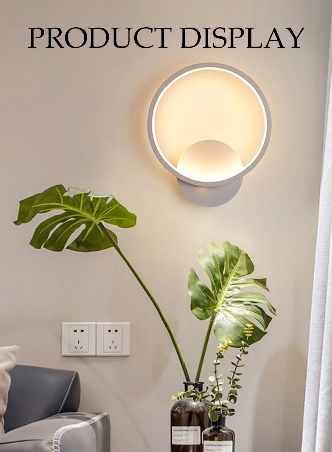 DUNISO Warm Led Wall Lamp, Tv Background Wall Nordic Creative Lamp, Living Room Corridor Bedroom Bedside Lamp, Hanging Lamp Round Decoration, Suitable For Bedroom, Corridor, Living Room, Balcony, Etc. (White) - Image 3