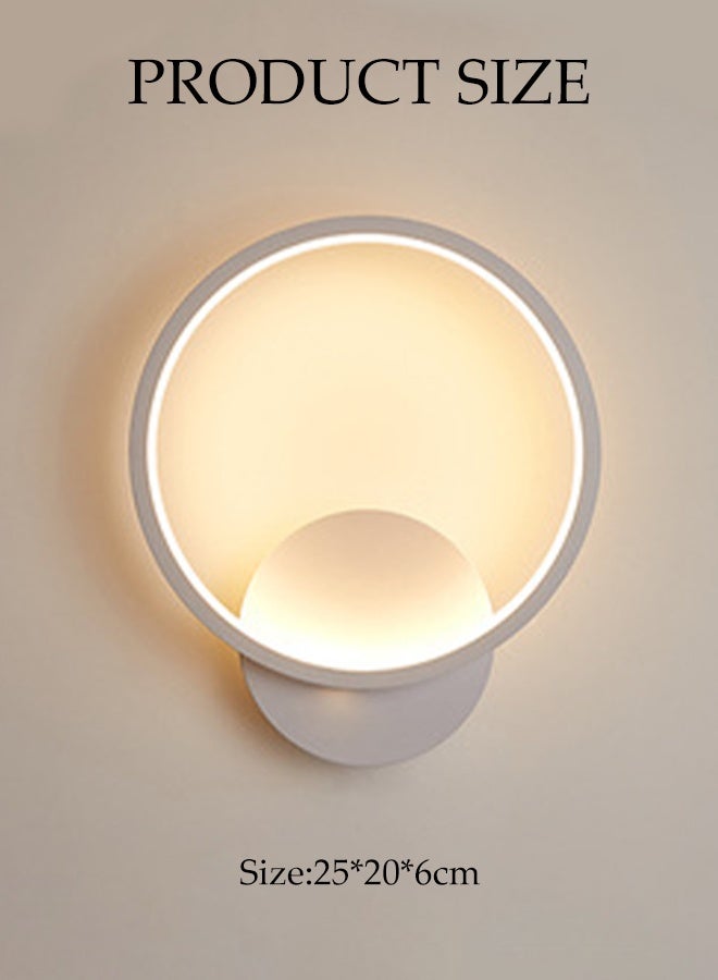 DUNISO Warm Led Wall Lamp, Tv Background Wall Nordic Creative Lamp, Living Room Corridor Bedroom Bedside Lamp, Hanging Lamp Round Decoration, Suitable For Bedroom, Corridor, Living Room, Balcony, Etc. (White) - Image 2