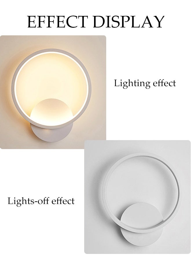 DUNISO Warm Led Wall Lamp, Tv Background Wall Nordic Creative Lamp, Living Room Corridor Bedroom Bedside Lamp, Hanging Lamp Round Decoration, Suitable For Bedroom, Corridor, Living Room, Balcony, Etc. (White) - Image 4