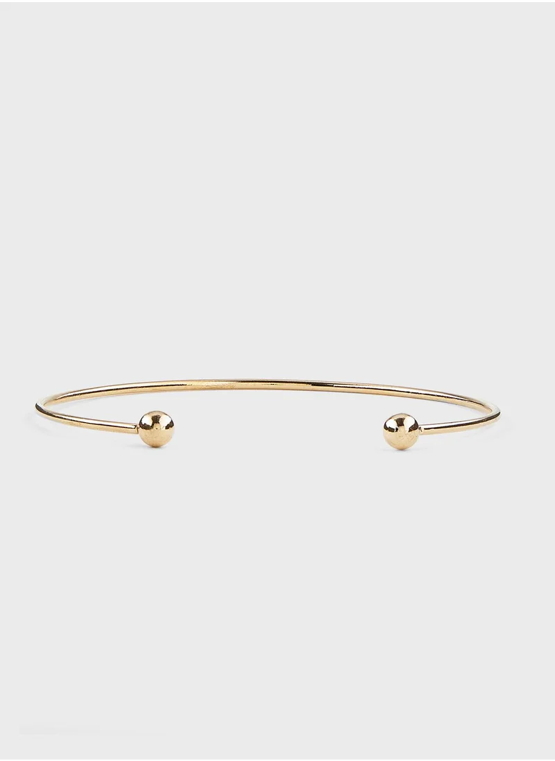 ELLA 3 Pack Leaf And Twisted Detail Bangle Set