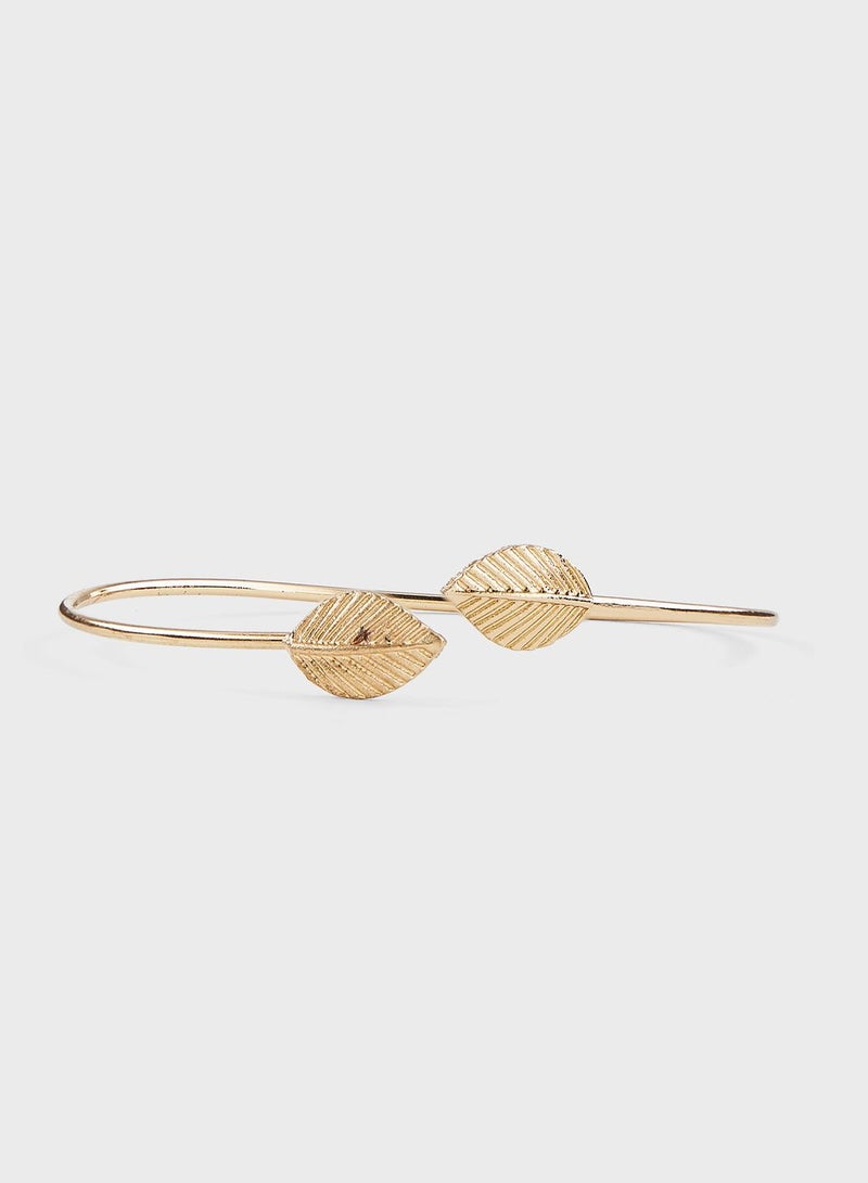 ELLA 3 Pack Leaf And Twisted Detail Bangle Set - Image 2