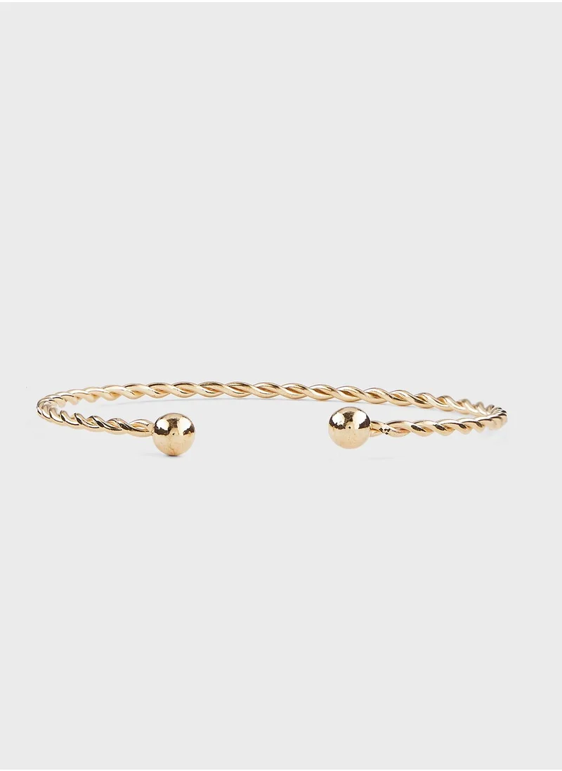 ELLA 3 Pack Leaf And Twisted Detail Bangle Set