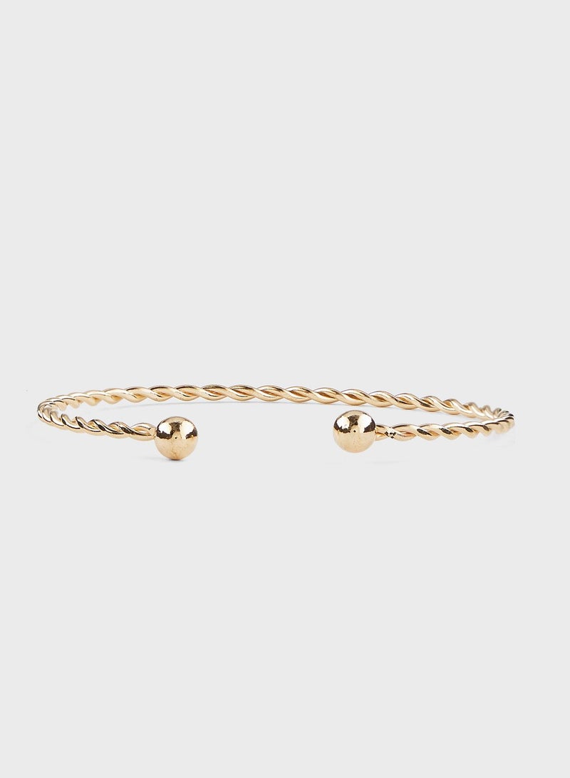 ELLA 3 Pack Leaf And Twisted Detail Bangle Set - Image 3