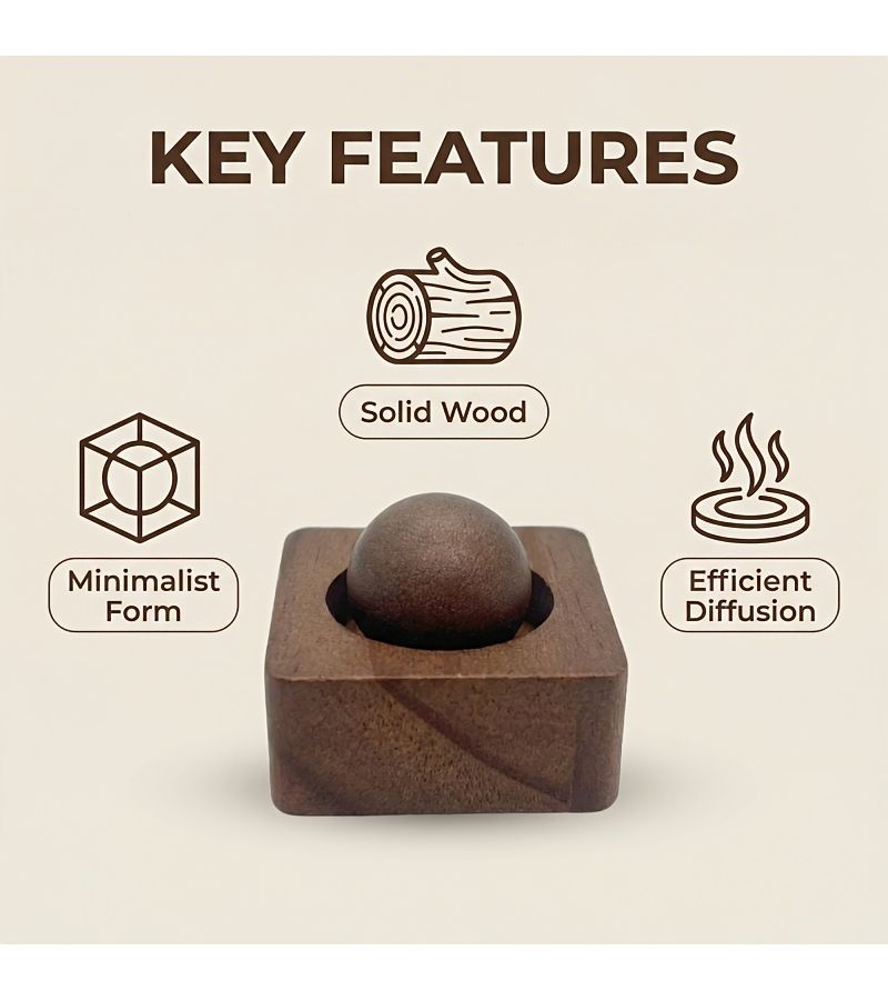 Natural Wood Car Home Fragrance Diffuser Set Walnut Aroma Wooden Ball And Square Base No Fire Solid Wood - Image 1