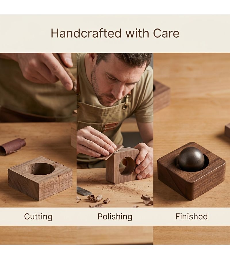 Natural Wood Car Home Fragrance Diffuser Set Walnut Aroma Wooden Ball And Square Base No Fire Solid Wood - Image 5