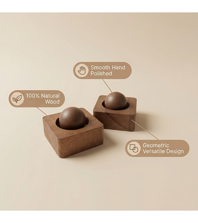 Natural Wood Car Home Fragrance Diffuser Set Walnut Aroma Wooden Ball And Square Base No Fire Solid Wood - Image 3