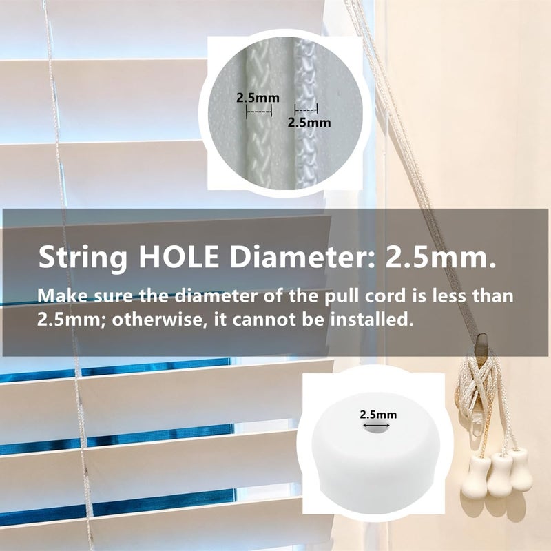Cutelec 20pcs White Plastic Cord Tassel Window Blind Cord Knobs Drops Pull End for Roman Shades Curtain Crafts Drawstring Tassels - Image 4