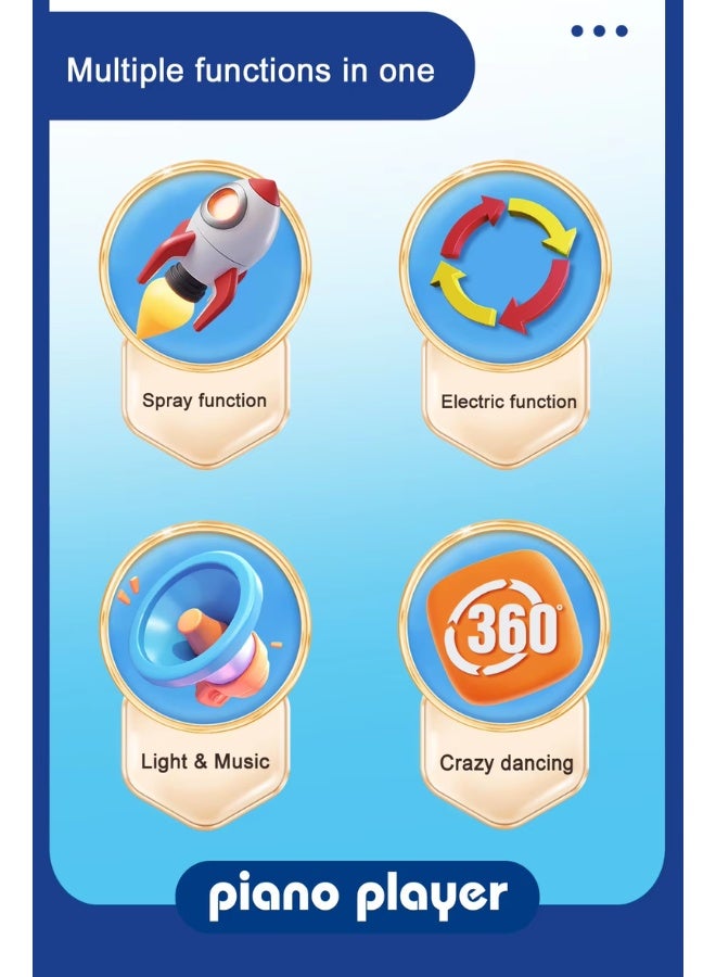 DAT Space Rocket Electric Dancing Toy with Lights, Music, Spray & Star Projection, 360° Spin, Bump & Go – Gift Toy for Kids 3+ (Red/Turquoise) - Image 5