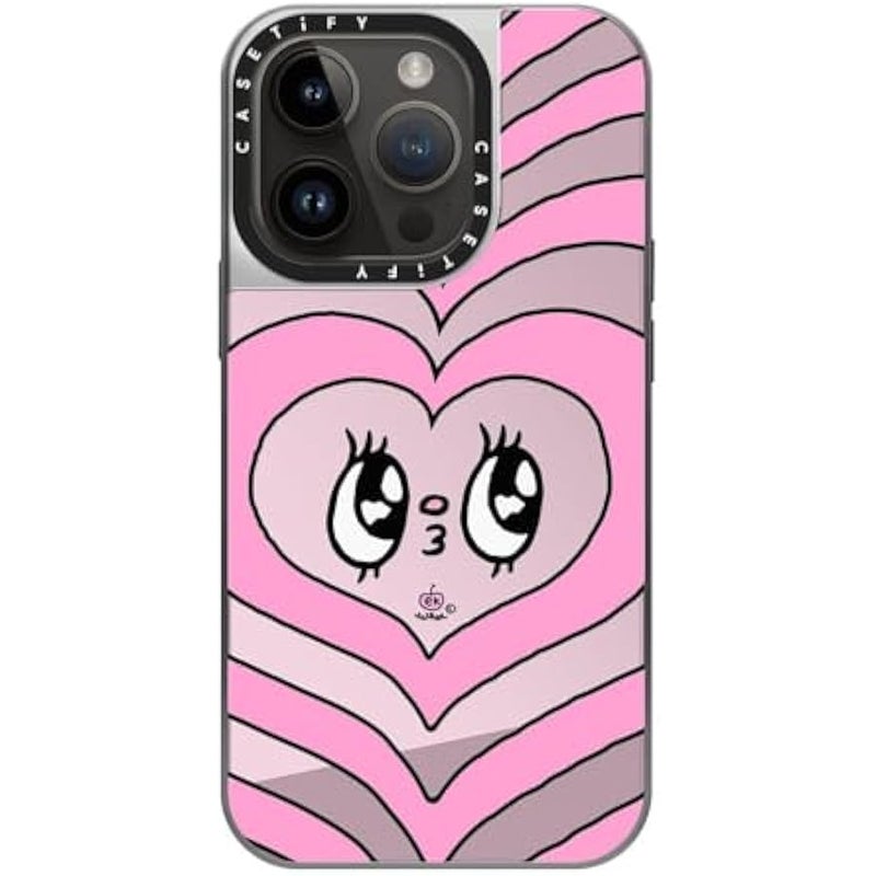 Casetify Mirror Case for iPhone 14 Pro Compatible with Magsafe - Kissie Face - Silver on Silver - Image 3