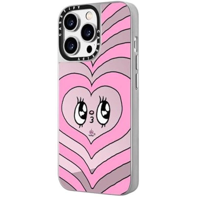 Casetify Mirror Case for iPhone 14 Pro Compatible with Magsafe - Kissie Face - Silver on Silver - Image 5