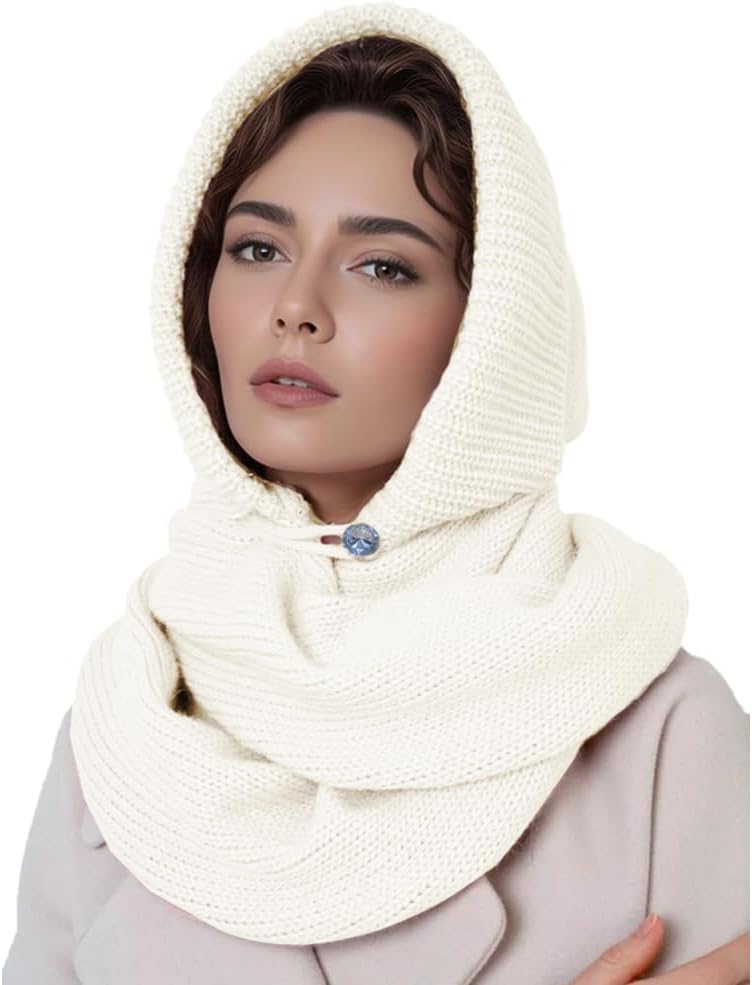 Upbull مجموعة أغطية الرأس والأوشحة من Upbull Fuzzy Balaclava للنساء، تجمع بين غطاء الرأس والوشاح في منتج واحد، مناسبة لفصل الشتاء. - Image 1