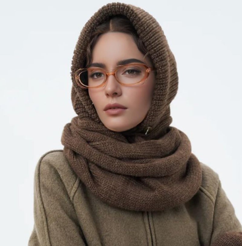 Upbull مجموعة أغطية الرأس والأوشحة من Upbull Fuzzy Balaclava للنساء، تجمع بين غطاء الرأس والوشاح في منتج واحد، مناسبة لفصل الشتاء. - Image 2