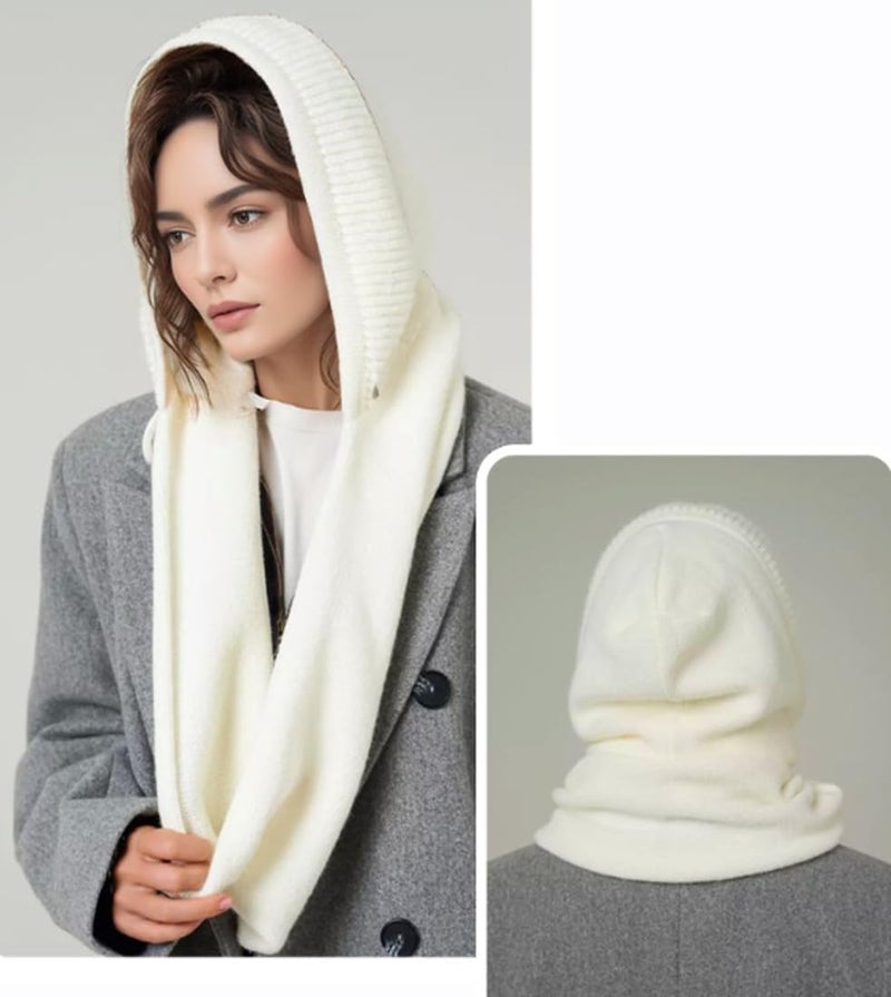 Upbull مجموعة أغطية الرأس والأوشحة من Upbull Fuzzy Balaclava للنساء، تجمع بين غطاء الرأس والوشاح في منتج واحد، مناسبة لفصل الشتاء. - Image 4