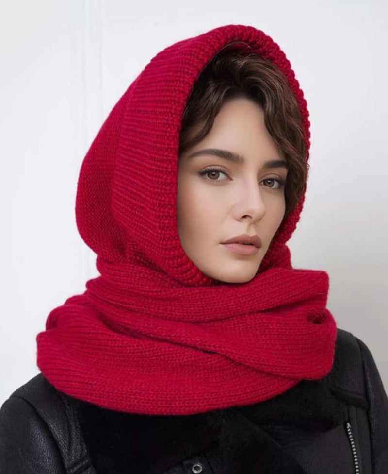 Upbull مجموعة أغطية الرأس والأوشحة من Upbull Fuzzy Balaclava للنساء، تجمع بين غطاء الرأس والوشاح في منتج واحد، مناسبة لفصل الشتاء. - Image 5